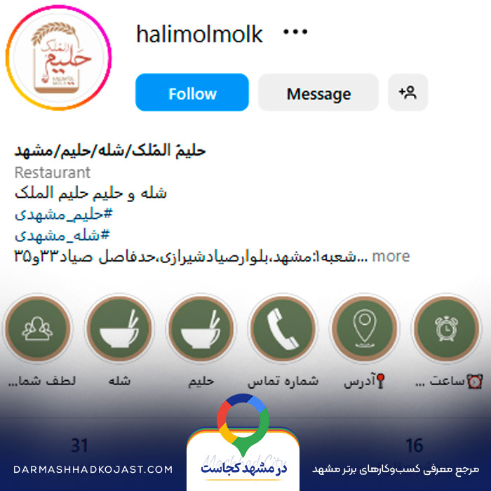 اینستاگرام حلیم، حلیمُ المُلک 