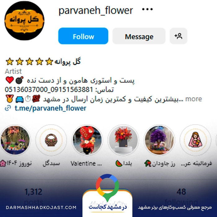 اینستاگرام گل فروشی پروانه 